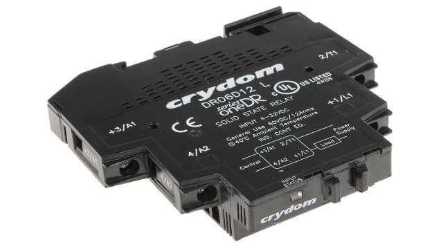 Sensata Crydom Solid State Interface Relay, 32 V dc Control, 12 A Load, DIN Rail Mount | DR06D12