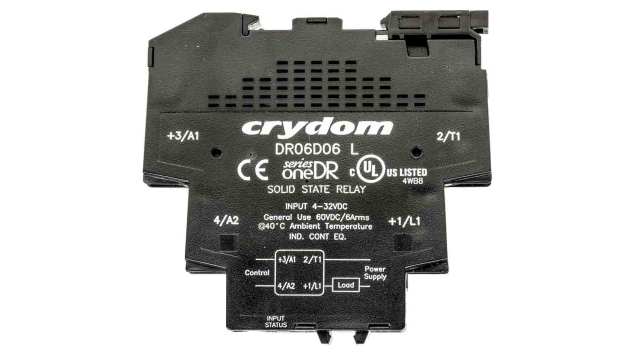 Sensata Crydom Solid State Interface Relay, 32 V dc Control, 6 A Load, DIN Rail Mount | DR06D06