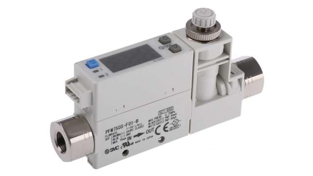 SMC PFM750 Series, Compact Flow Controller, 50 L/min, PNP Output, 0.125 in Pipe 24 V | PFM750S-F01-B
