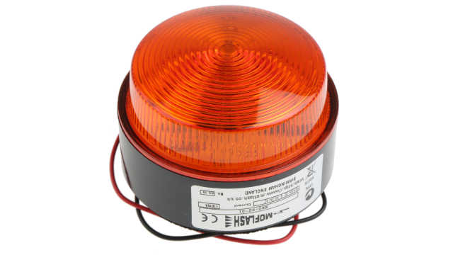Moflash X80 Series Amber Flashing Beacon, 10 → 100 V dc, 20 → 72 V ac, Surface Mount, Xenon Bulb, IP67 | X80-02-01