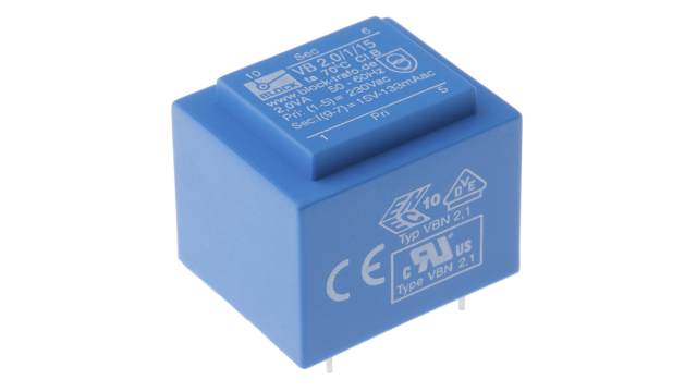 Block 15 V ac 1 Output Pin PCB Transformer, ENEC 10 (VDE), VDE 0570 part 2-1, IEC 61558-2-6, DIN EN 61558-2-1, IEC | VB 2,0/1/15
