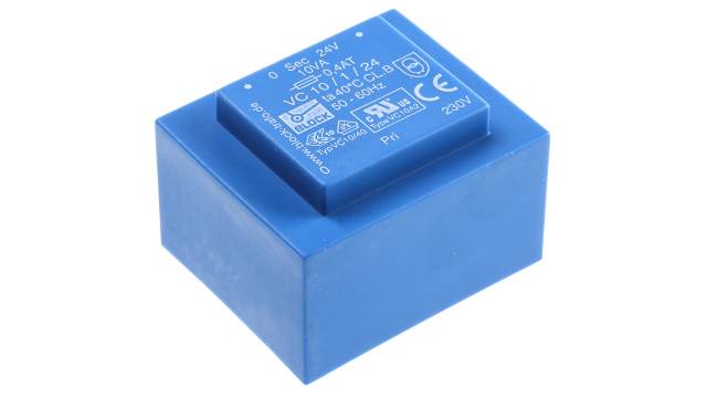 Block 24 V ac 1 Output Pin PCB Transformer, ENEC 10 (VDE), C-UL-US 10 VA | VC 10/1/24