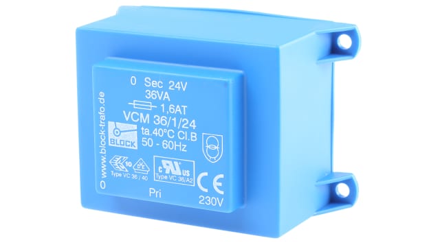 Block 24 V ac 1 Output PCB PCB Transformer, ENEC 10 (VDE), C-UL-US 36 VA | VCM 36/1/24
