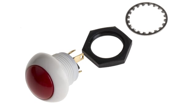 Otto P9 Series Push Button Switch, Momentary, Panel, 12 mm Cutout, DPDT, Red LED, IP64, 28 V 115 V | P9-113191