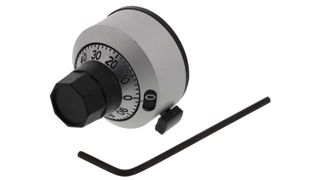 Bourns 22.2mm Chrome Potentiometer Knob for 6mm Shaft Splined, H-22-6M | H-22-6M