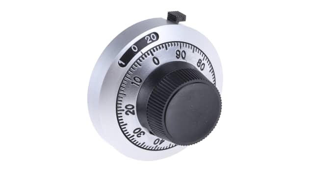 Bourns 46mm Black Potentiometer Knob for 6.35mm Shaft Splined, H-46-6A | H-46-6A