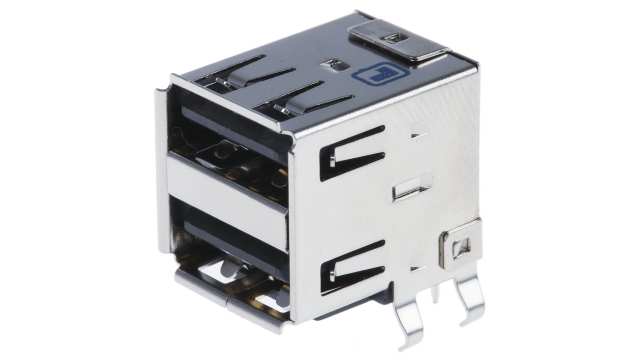 Lumberg Right Angle, Through Hole Female- 2 Port Type USB Type A USB Connector USB 2.0 | 2410 05