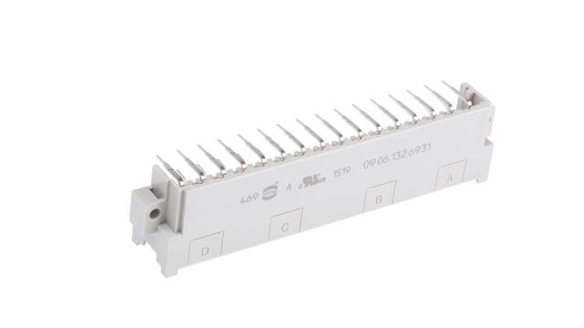 HARTING 09 06 32 Way 5.08 mm Pitch, Type F, Type Solder Class Class C2, 3 Row Male, Right Angle DIN 41612 Connector | 09061326931
