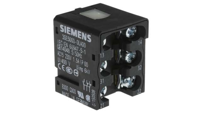Siemens Contact Block, 3SE5 Series, 1 NO/2 NC | 3SE5000-0LA00
