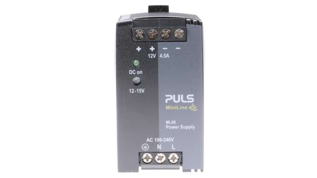 PULS MiniLine MLY DIN Rail Power Supply, 100 → 240V ac ac Input, 12V dc dc Output, 4.5A Output, 54W | ML60.121