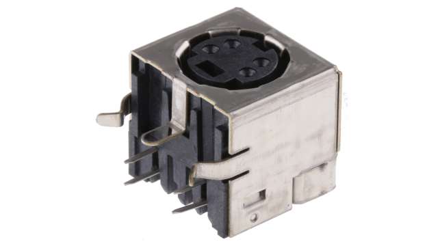 TE Connectivity, Mini DIN 4 Pole Right Angle Miniature DIN Socket, 0.5A, 30 V, Keyed, Through Hole Female | 5749181-1