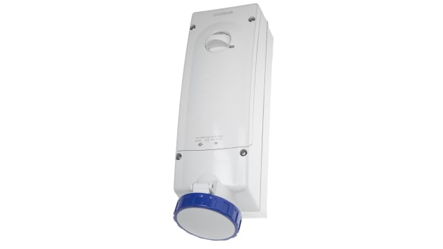 Scame Vertical Switchable IP67 Industrial Interlock Socket 2+E, Earthing Position 6h, 63A, 200 → 250 V | 561.6383