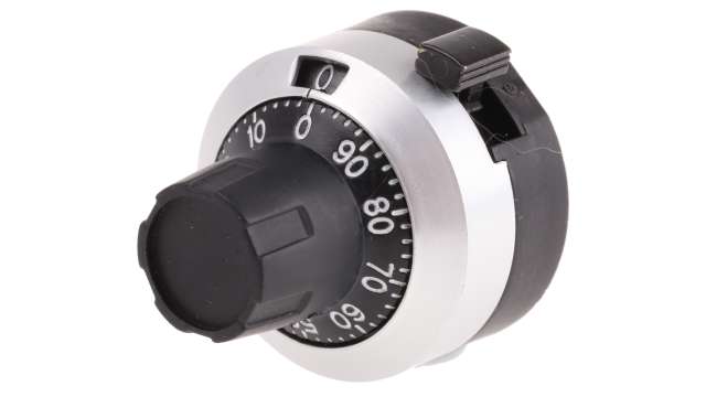 Bourns 22.8mm Black, Chrome Potentiometer Knob for 3.2mm Shaft Splined, H-516-3A | H-516-3A