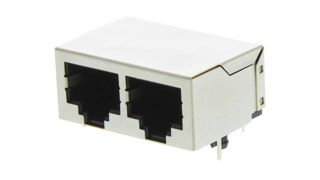 HARTING 0945 Series RJ45 Connector Female, Through Hole, Cat5 Shielded Right Angle 2 Port 8 Way | 09455511122