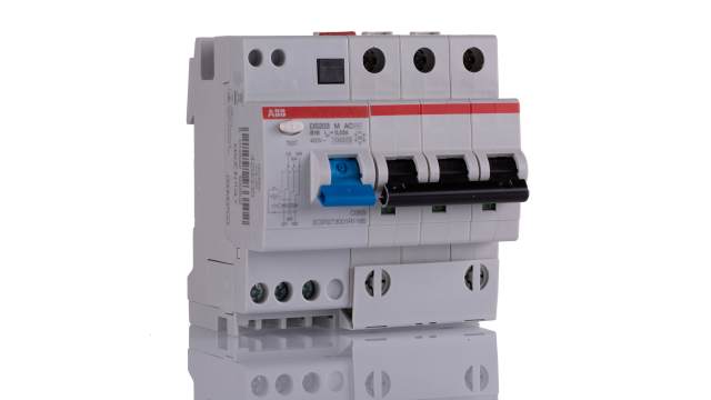 ABB Residual Current Circuit Breaker with Overload Protection, 16 A Current Rating, 3-Pole, 30 mA Trip Sensitivity, Type | 2CSR273001R1165  DS203 M AC-B16/0,03