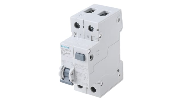 Siemens Residual Current Circuit Breaker with Overload Protection, 6 A Current Rating, 1-Pole, 30 mA Trip Sensitivity, | 5SU1356-7KK06