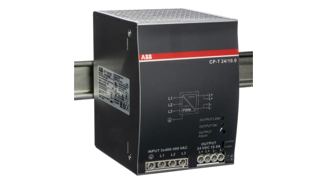 ABB CP-T Switched Mode DIN Rail Power Supply, 340 → 575 V ac / 480 → 820V dc ac, dc Input, 24V dc dc | 1SVR427055R0000  CP-T 24/10.0