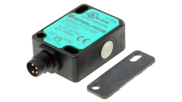 Pepperl + Fuchs Ultrasonic Block Proximity Sensor, 400 mm Detection, PNP NO, 20 → 30 V dc | UBR400-F77-E2-V31