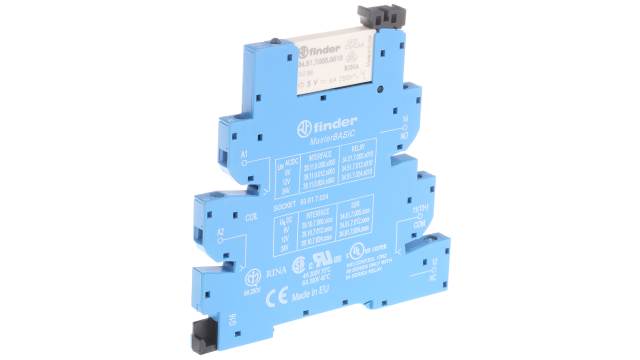Finder 39 Series Interface Relay, DIN Rail Mount, 6V ac/dc Coil, SPDT, 1-Pole | 39.11.0.006.0060