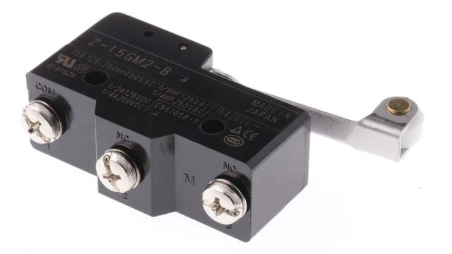 Omron Z Series Roller Lever Limit Switch, NO/NC, IP00, SPDT, Thermosetting Resin Housing, 500V ac Max, 15A Max | Z-15GM2-B