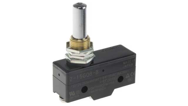 Omron Z Series Plunger Limit Switch, NO/NC, IP00, SPDT, Thermosetting Resin Housing, 500V ac Max, 15A Max | Z-15GQ8-B