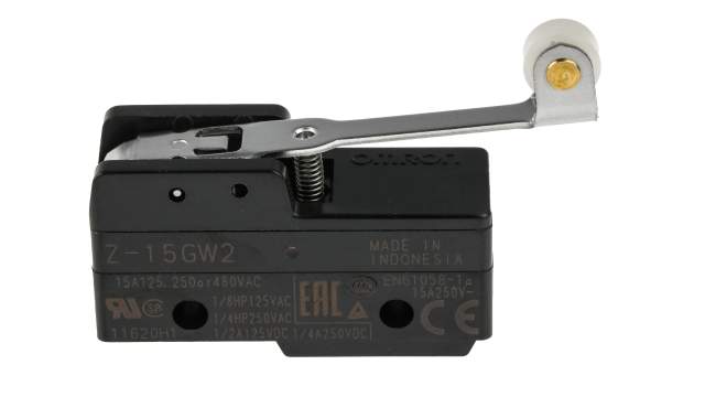 Omron Z Series Roller Lever Limit Switch, NO/NC, IP00, SPDT, Thermosetting Resin Housing, 500V ac Max, 15A Max | Z-15GW2