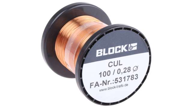 Block  0.28 mm OD Enamelled  Copper Wire 0.06 mm² 175 m Reel | CUL 100/0,28