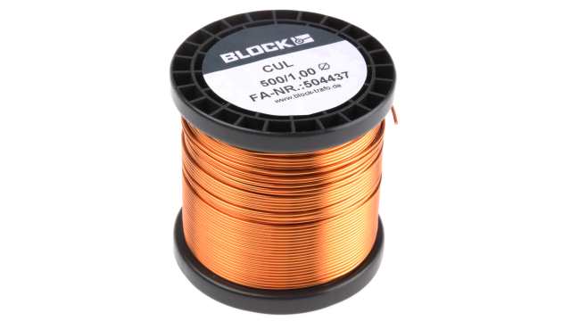 Block  1 mm OD Enamelled  Copper Wire 0.82 mm² 56 m Reel | CUL 500/1,00
