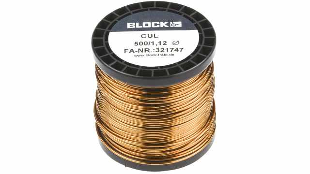 Block  1.12 mm OD Enamelled  Copper Wire 1.1 mm² 44 m Reel | CUL 500/1,12