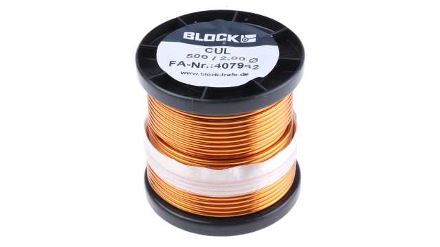 Block  2 mm OD Enamelled  Copper Wire 3.3 mm² 14 m Reel | CUL 500/2,00