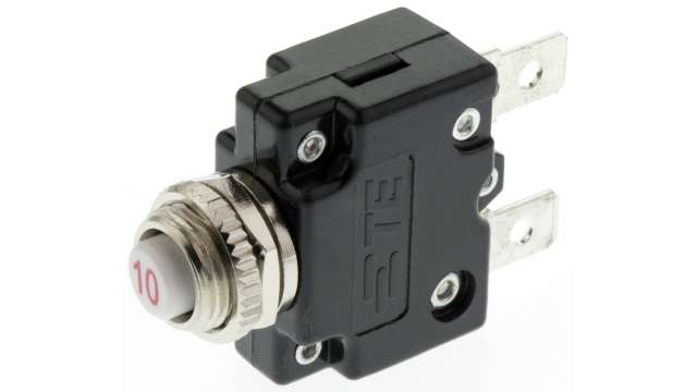 TE Connectivity Thermal Circuit Breaker - W57  Single Pole 250V ac Voltage Rating, 10A Current Rating | W57-XB7A4A10-10