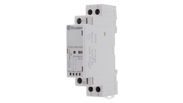 Finder 22 Contactor, 240 V ac Coil, 2-Pole, 25 A, 2 NO, 440V | 22.32.0.230.4420