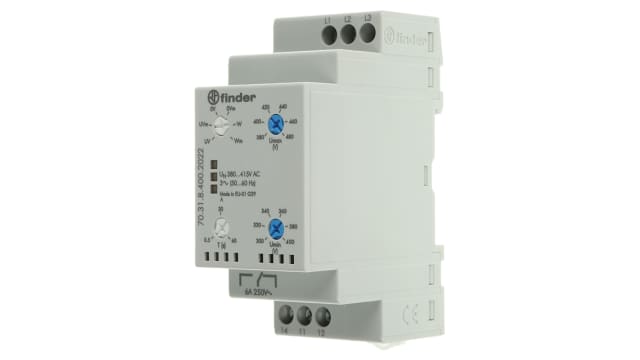 Finder Voltage Monitoring Relay, 3 Phase, SPDT, 300 → 480V ac | 70.31.8.400.2022