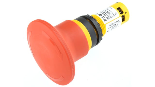 Eaton C22-PVT Series Twist Release Emergency Stop Push Button, Panel Mount, 22mm Cutout, 2NC | 121613 C22-PVT60P-K02