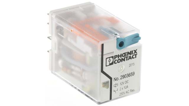 Phoenix Contact PCB Mount Power Relay, 12V dc Coil, 12A Switching Current, DPDT | 2903659