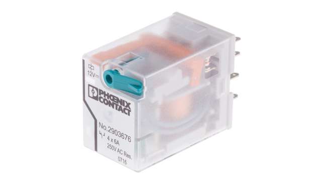 Phoenix Contact PCB Mount Power Relay, 12V dc Coil, 16A Switching Current, 4PDT | 2903676