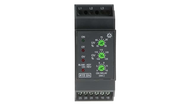 GIC Voltage Monitoring Relay, 3 Phase, DPDT, DIN Rail | MG53BH