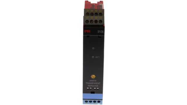 PR Electronics 9100 Series Transparent Repeater, Current Input, Relay, Current Output, 19.2/31.2 V dc Supply, ATEX | 9106B1A