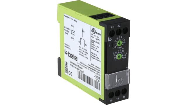 Tele V2ZE10 Series DIN Rail Mount Timer Relay, 24 → 240V ac/dc, 1-Contact, 0.05 → 1s, 1-Function, SPDT | V2ZE10 24-240V AC/DC