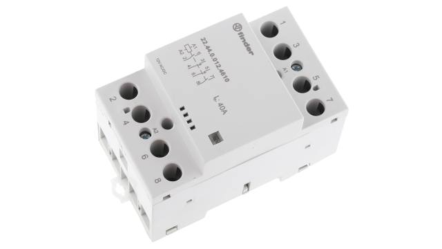 Finder 22 Contactor, 12 V Coil, 4-Pole, 40 A | 22.44.0.012.4610
