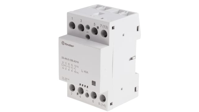 Finder 22 Contactor, 125 V ac Coil, 4-Pole, 40 A | 22.44.0.120.4310