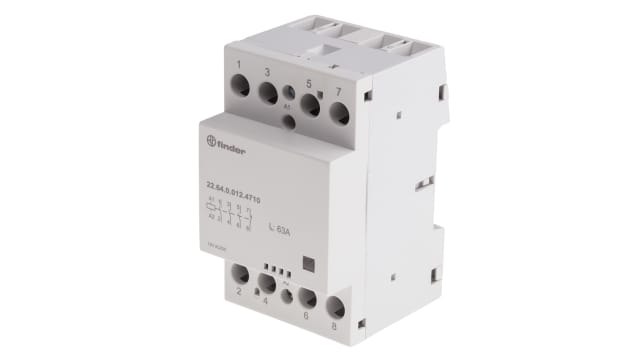 Finder 22 Contactor, 12 V Coil, 4-Pole, 63 A | 22.64.0.012.4710
