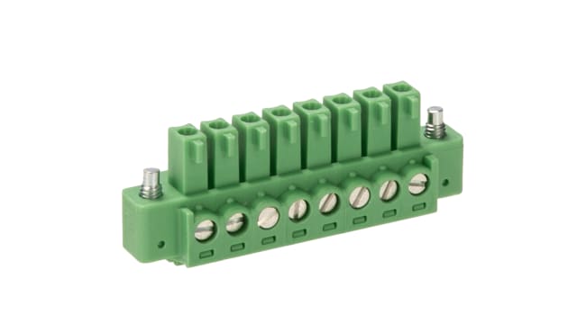Phoenix Contact, 3.81mm Pitch, MC 1.5/8-STF-3.81, 8 Way, , Pluggable Terminal Block, Plug, Cable Mount, Screw | 1827761