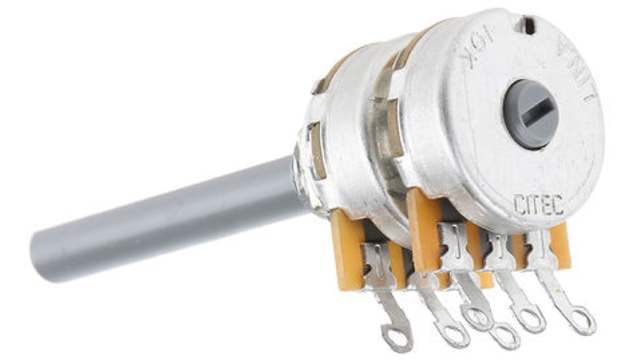 TE Connectivity 27 10kΩ Rotary Potentiometer 2-Gang Panel Mount, 27ESA103MMF50NF | 27ESA103MMF50NF