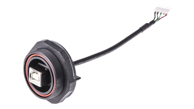 Bulgin Straight, Panel Female- 1 Port Type USB Type B IP68 USB Connector USB 2.0 | PX0849/B