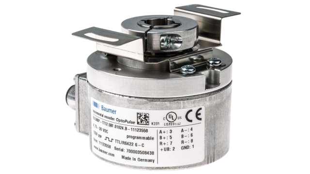 Baumer EIL580P Series Optical Incremental Encoder, 1 → 65536 ppr, TTL/HTL Signal, Hollow Type, 12mm Shaft | EIL580P-TT12.5BF.01024.B