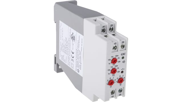 GIC 2AAD Series DIN Rail Mount Timer Relay, 24 → 240V ac/dc, 2-Contact, 0.1 s → 10h, DPDT | 2AADT5