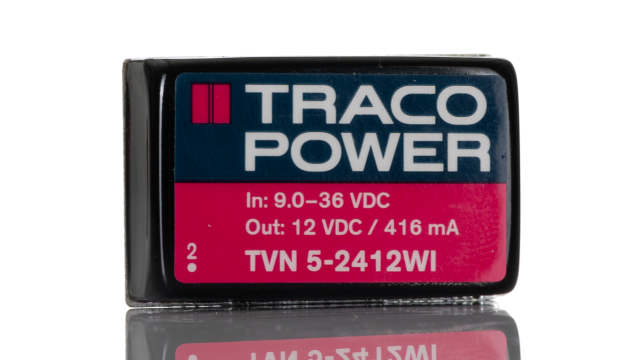 TRACOPOWER TVN 5WI DC-DC Converter, 12V dc/ 500mA Output, 9 → 36 V dc Input, 5W, Through Hole, +85°C Max Temp | TVN 5-2412WI
