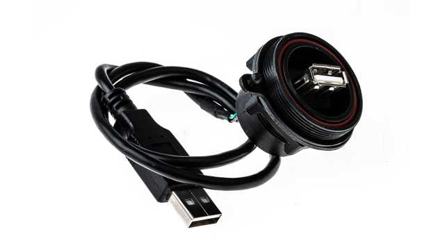 Bulgin Straight, Panel Male- 1 Port Type USB Type A IP68, IP69K USB Connector USB 2.0 | PX0844/A/0M50/A