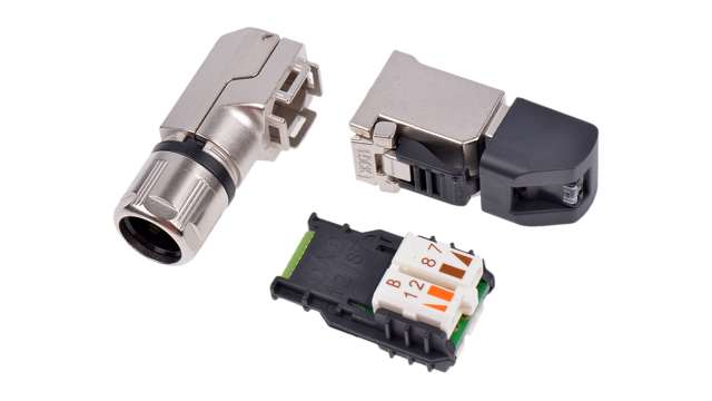Telegartner J00026A Series RJ45 Connector Male, Cable Shielded Right Angle 1 Port 4 Way | J00026A4111